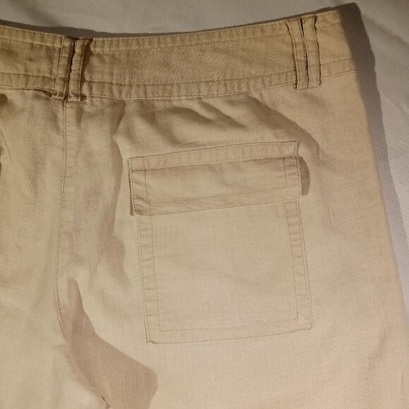 Tan Linen Blend Beach Pants  sz 13  Tracy Evans  Wide Leg  Pockets  Summer  GUC - Picture 7 of 10